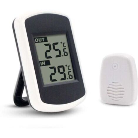 Thermomètre numérique sans fil LCD pour intérieur ou extérieur, mini capteur de température ambiante. Testeur météo précis pour la maison, chambre, bureau. Design blanc et compact.