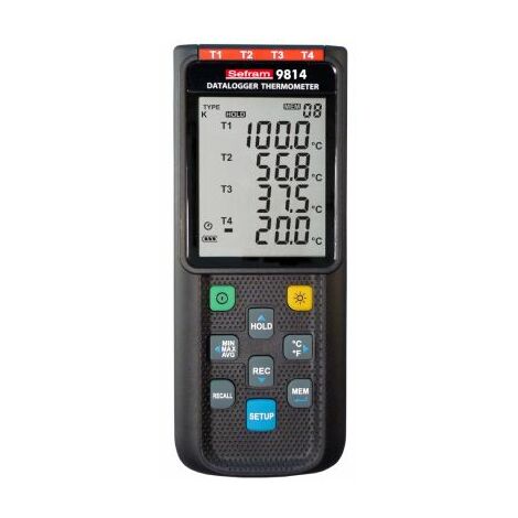 Thermomètre numérique Sefram SEFRAM9814, 4 voies de mesure pour E, J, K, T ( Prix pour 1 )