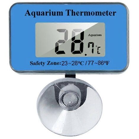 Thermomètre numérique submersible pour aquarium avec ventouse, idéal pour usage domestique et bureau, affichage digital précis et facile à lire.