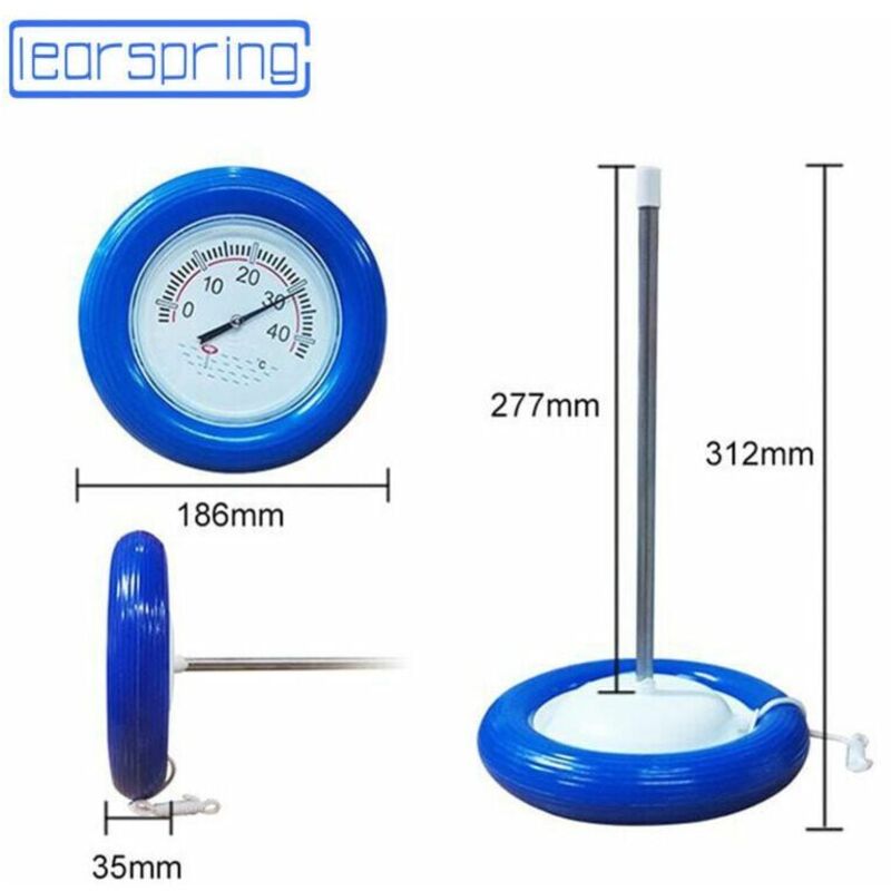 Thermomètre piscine flottant pneu Grand testeur de température de thermomètre à eau à détection d'eau flottante à tête ronde