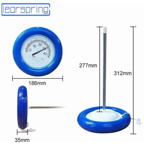 Thermomètre piscine flottant pneu Grand testeur de température de thermomètre à eau à détection d'eau flottante à tête ronde