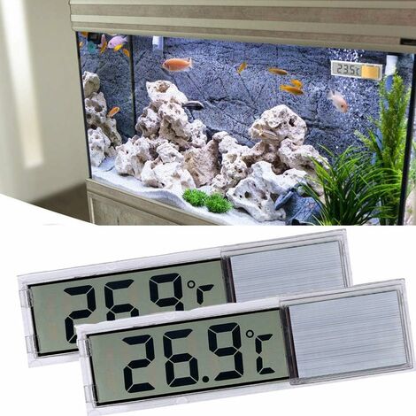 Thermomètre pour Aquarium, 2 Thermomètres pour Aquariums Numériques Haute Sensibilité, Deux Autocollants Latéraux, Précision Jusqu'à 0,1 Degré (Argent)
