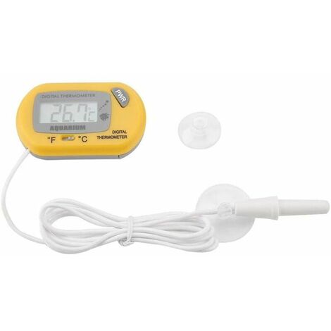 Thermomètre pour Aquarium LCD Thermomètre pour Aquarium numérique Eau pour Aquarium Mesure de la température du Terrarium Résistant à l'humidité Reptile Terrarium Indicateur(Jaune) ANEUR