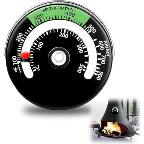 Thermomètre pour Cheminée et Poêle, Jauge de Thermomètre Magnétique pour Tuyau de Cheminée en Bois Rond Four