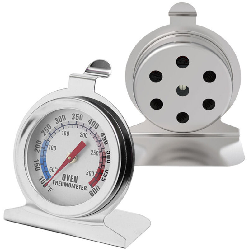 Thermomètre pour four/barbecue 50–300 °C, analogique, en acier inoxydable argenté