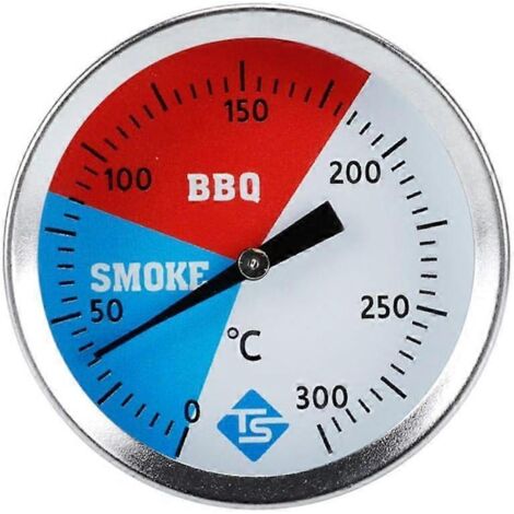Thermomètre pour fumoir en acier inoxydable - Jusqu'à 300 °C - Compatible avec tous les barbecues, fumoirs et chariots de barbecue - Analogique - Accessoire pour barbecue