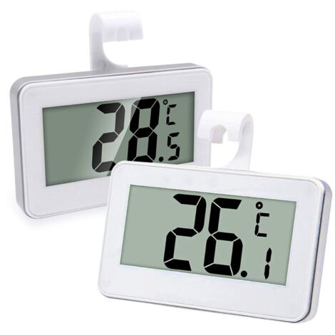 Thermomètre pour réfrigérateur Thermomètre numérique pour réfrigérateur, 2 ensembles Thermomètre numérique étanche pour réfrigérateur et congélateur avec écran LCD facile à lire (White-2),