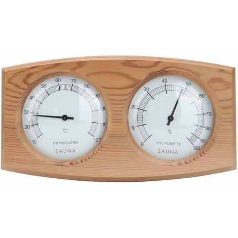 Thermomètre pour Sauna, Thermo-hygromètre à Bois 2-en-1 Thermomètre Hygromètre Accessoires pour hammam pour Sauna