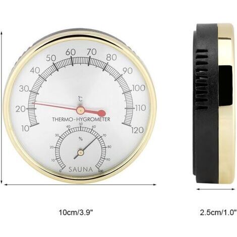 Thermomètre pour sauna, thermo-hygromètre d'intérieur, avec cadran en métal