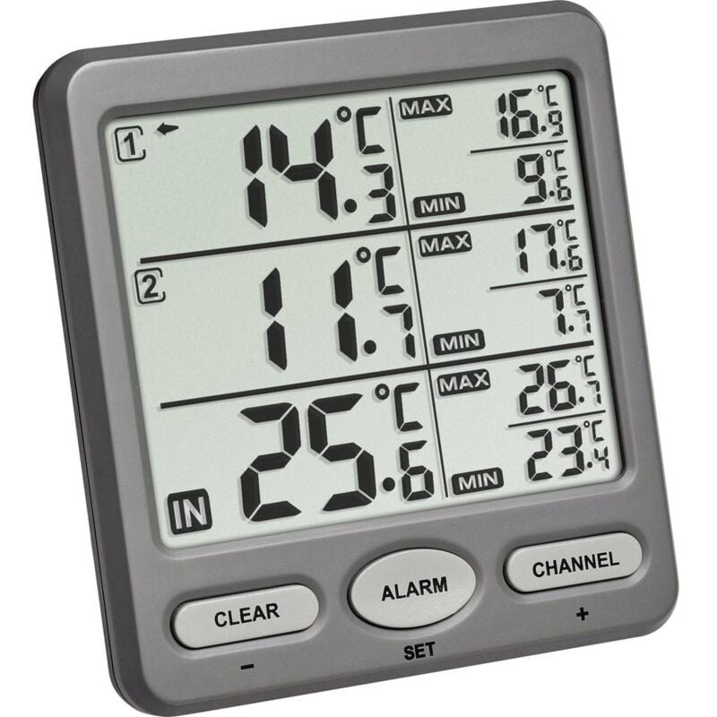 Tfa Dostmann - trio Thermomètre radiopiloté anthracite 30.3062.10