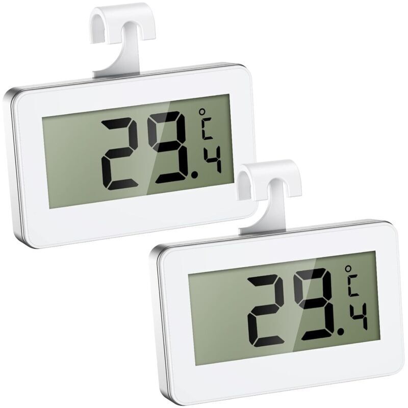 Thermomètre Réfrigérateur, 2 Pièces Mini Thermomètre de Congélateur avec Ecran LCD Facile à Lire, Thermomètre Intérieur avec Alarme Antigel, Parfait