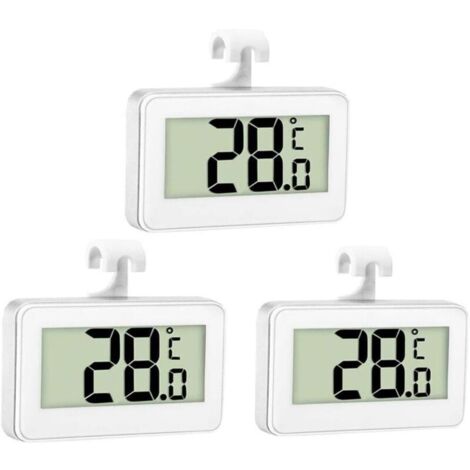 Thermomètre Réfrigérateur Numérique Étanche avec Crochet – 3 Pièces, Écran LCD, pour Frigo et Congélateur
