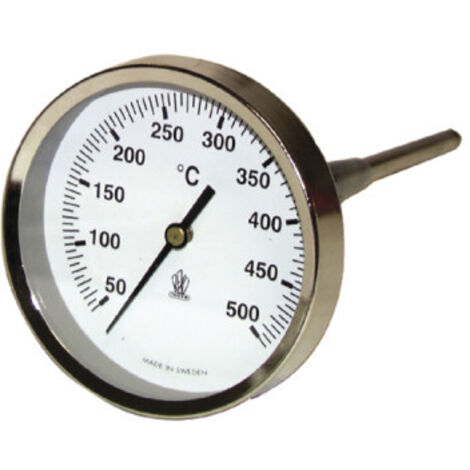 Thermomètre rond de fumée Ø 80mm, capillaire 200mm, 0/500°C - DIFF