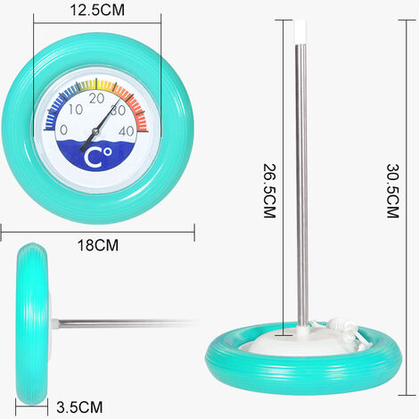 Thermomètre rond de, Thermomètre à eau flottant pour étang à poissons d'aquarium, Lac Vert