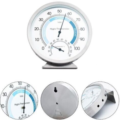 Thermomètre rond et hygromètre, thermomètre hygromètre avec support, station météo, thermomètre d'intérieur barométrique, mesure de pression simple et facile, de 0 ℃ à +100 ℃