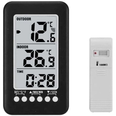 Thermomètre sans fil station météo intérieure/extérieure, moniteur de température numérique avec télécommande pour réfrigérateurs domestiques, stockage glace.