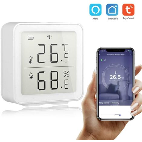 Thermomètre sans fil Tuya WIFI, capteur intelligent de température et d'humidité, compatible avec Alexa et Google Home