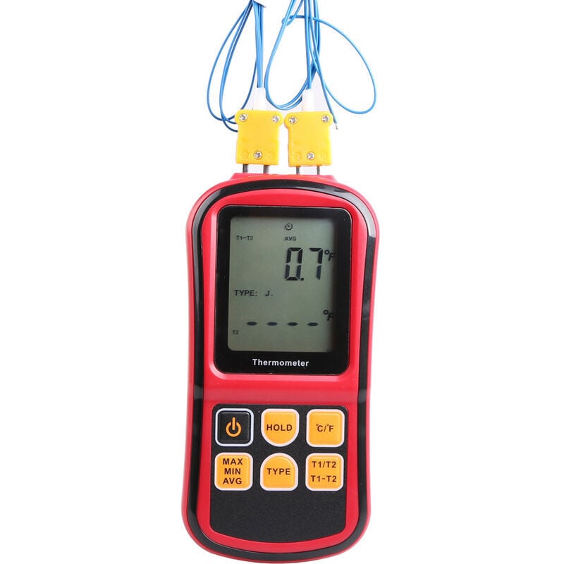 Thermomètre thermocouple Thermomètre industriel Thermomètre double canal - Testeur de température - Rétroéclairage LCD