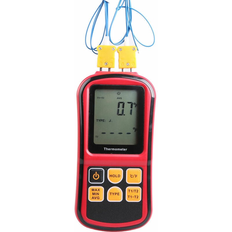 Thermomètre thermocouple Thermomètre industriel Thermomètre double canal - Testeur de température - Rétroéclairage LCD,de Debuns