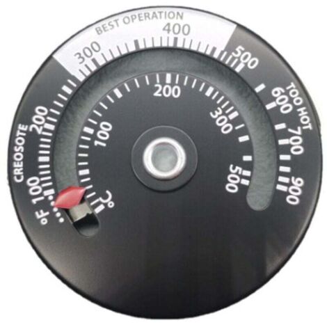Thermomètre Thermomètre Magnétique pour Poêle à Bois Cheminée Souffleur Thermomètre avec Sonde Maison Haute Sensibilité Grill Thermomètre Noir