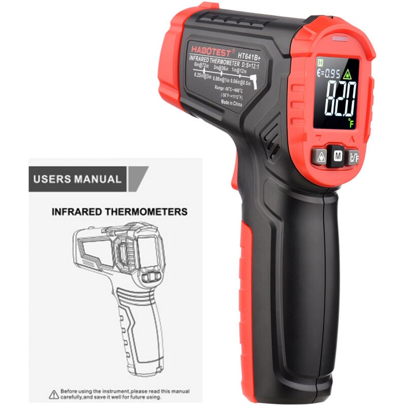 Thermomètres à Infrarouge Laser , -50℃ à 600℃ Pistolet Temperature Numérique pour Cuisine Cuisson, Four à Pizza, Patisserie,Viande Alimentaire, hvac,