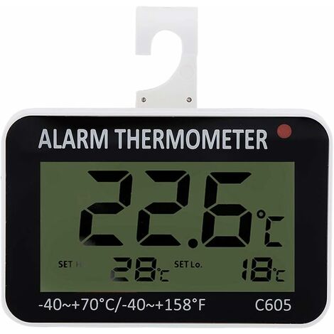 Thermomètres pour réfrigérateurs, thermomètre numérique étanche pour thermomètre de réfrigérateur avec grand écran LCD