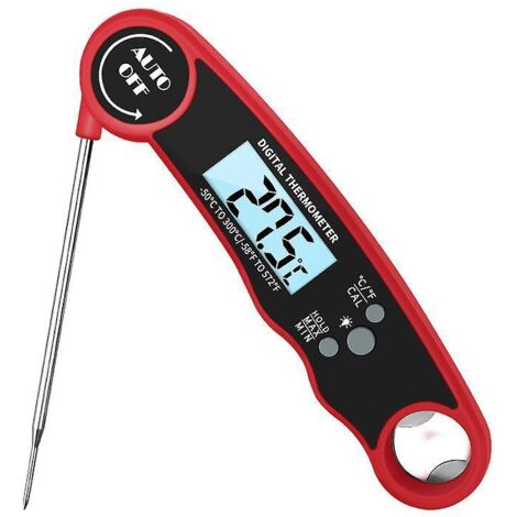 thermomtre De Cuisine Pliable (rouge), Thermomtre De Cuisson Lecture Instantane 3 Secondes, Thermomtre Viande Avec Cran Lcd Rtroclair, Sonde Pli