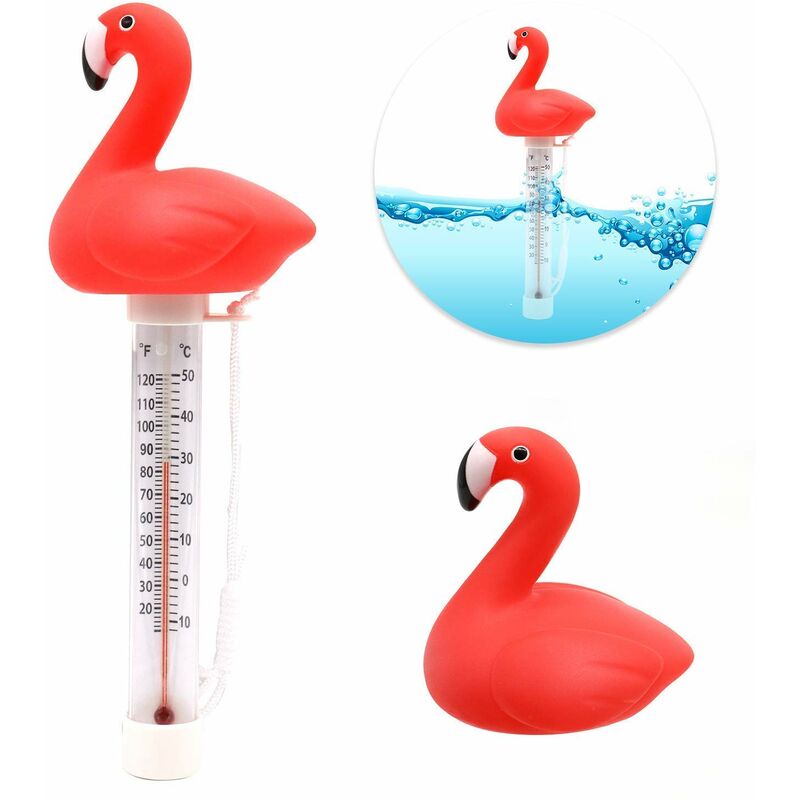 Tuserxln - Thermomètre de Piscine Flottant, Thermomètre à Eau Flamingo Flottant pour Piscines Extérieures et Intérieures Spas Jacuzz