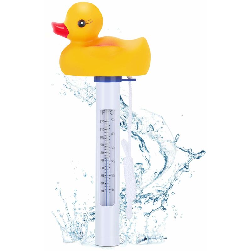 Thermomètre de piscine flottant, Thermomètre Flottant avec Ficelle, Thermomètre à eau de Style Canard pour Piscines Extérieures et Intérieures, Bains