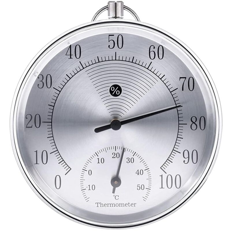 Thermomètre extérieur, 10 cm Sans fil À fixer au mur Thermomètre et hygromètre analogique, Convient pour les maisons, les serres, les jardins, les