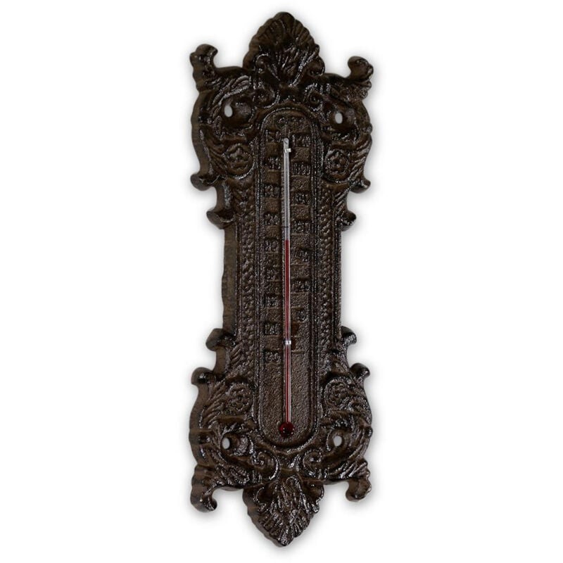Thermomètre Fonte Marron 24.5x1x9.5cm - Marron