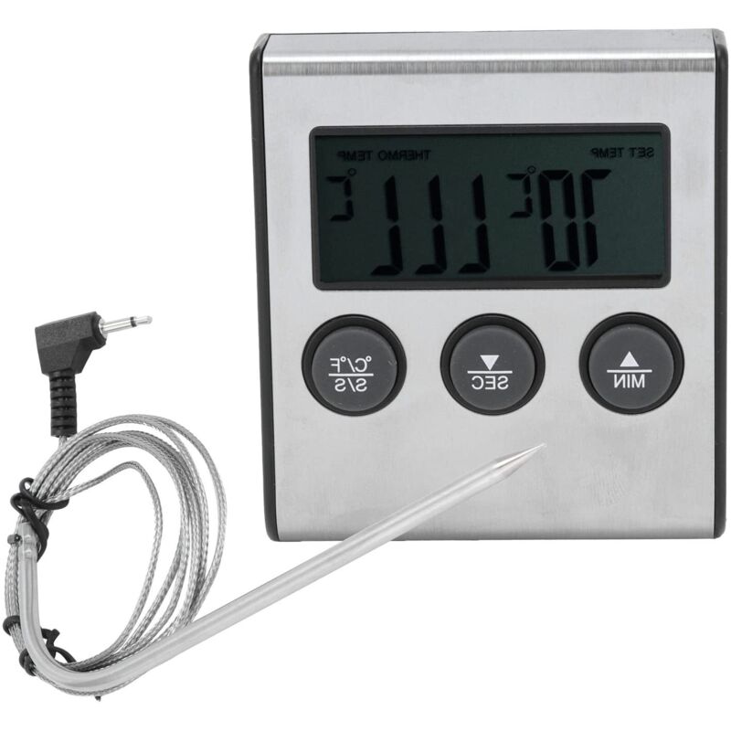 Thermomtre Viande Numerique Mtre de Temperature Alimentaire avec Alarme de Minuterie de Sonde Pliante pour la Cuisine