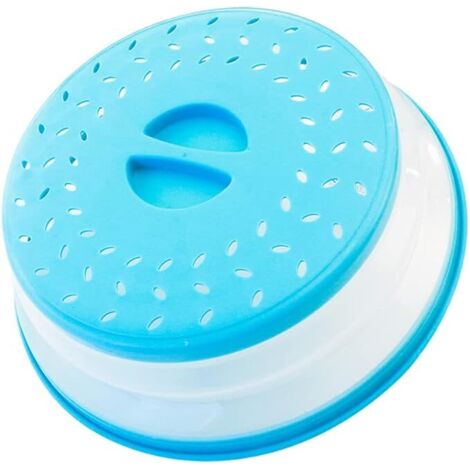 Thermoplastischer Gummi Mikrowelle Splatter Abdeckung, Mikrowelle Abdeckung für Lebensmittel Obst Drainer, BPA-freie Geschirrspüler Safe 10.5 Zoll (blau)