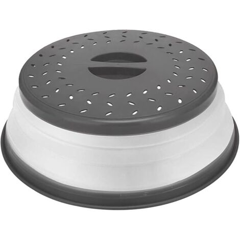 Thermoplastischer Gummi Mikrowelle Splatter Abdeckung, Mikrowelle Abdeckung für Lebensmittel Obst Drainer, BPA-freie Geschirrspüler Safe 10.5 Zoll (GREY)
