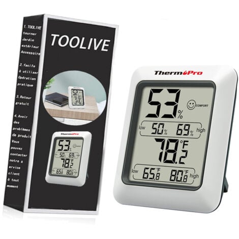 ThermoPro TP50 hygromètre numérique thermomètre d'intérieur thermomètre d'ambiance et jauge d'humidité avec moniteur d'humidité de la température-toolive