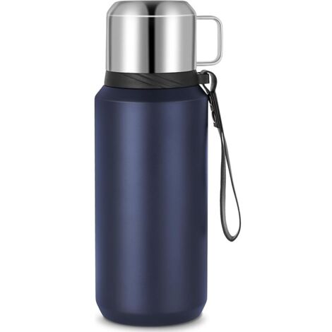 Thermos Isotherme, Gourde Isotherme en Acier Inoxydable de 800ml, Etanche de Voyage pour Thé, Mug Isotherme sans BPA pour Travail, Ecole, Randonnée (Bleu)