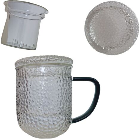 Thermoskanne aus Glas mit integriertem Teesieb für Tee und Kräuter, 0,4 l