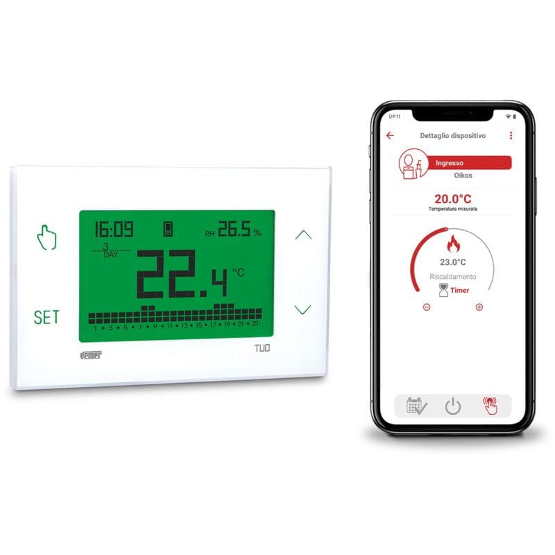 Vemer - Thermostat 4G-LTE avec Carte sim Incluse, Configuration Bluetooth et Contrôle à Distance via l'Application VE795800 Tuo 4G