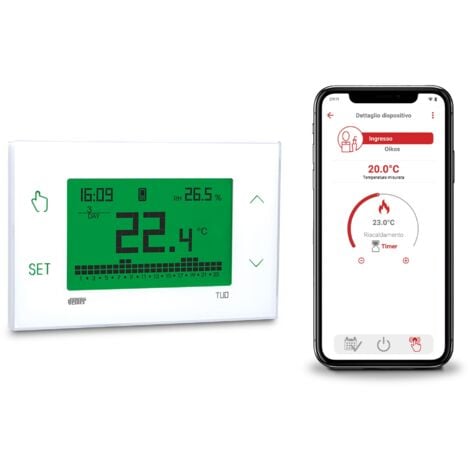 Thermostat 4G-LTE avec Carte SIM Incluse, Configuration Bluetooth et Contrôle à Distance via l'Application Vemer VE795800 Tuo 4G