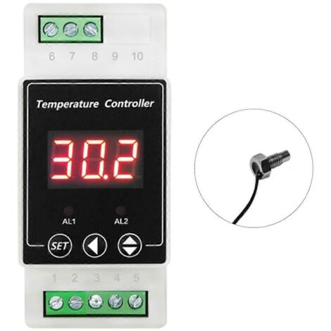 Thermostat à LED pour rail DIN AC220V, relais 2 voies, contrôleur B--