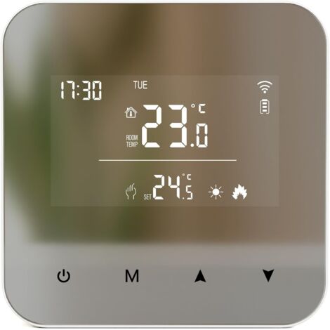 Thermostat à Piles pour chaudière à gaz,Thermostat Mural à 2 Fils,Thermostats à Programmation Quotidienne,Thermostats d'ambiance,Alimentation par Batterie ou USB(Pile Non Incluse)