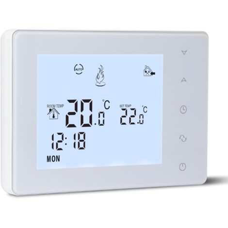 Thermostat Chaudiere Gaz 2 Fils à Piles,Thermostat Mural, Thermostats Programmable Filaire,Thermostats d'ambiance,Alimentation par Piles 2 AA,Aucune Fonction WiFi,Pile Non Incluse
