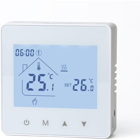 Thermostat Chaudiere Gaz Thermostat Chauffage Numérique,Programmable et Contrôle de Chaudière à Eau, Fonctionnement sur Piles 3 AA, BOT - R6W Blanc