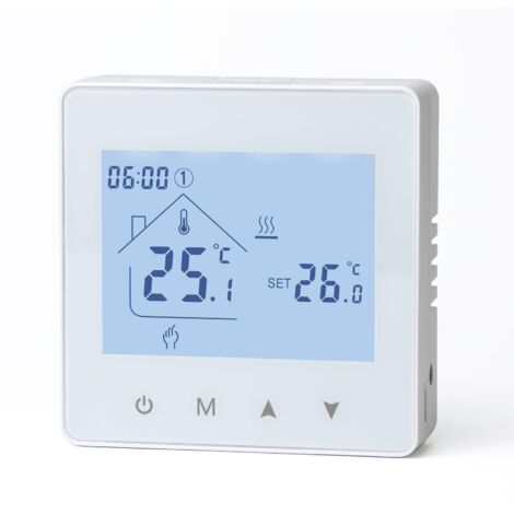 Thermostat Chaudiere Gaz Thermostat Chauffage Numérique,Programmable et Contrôle de Chaudière à Eau, Fonctionnement sur Piles 3 AA, BOT - R6W Blanc