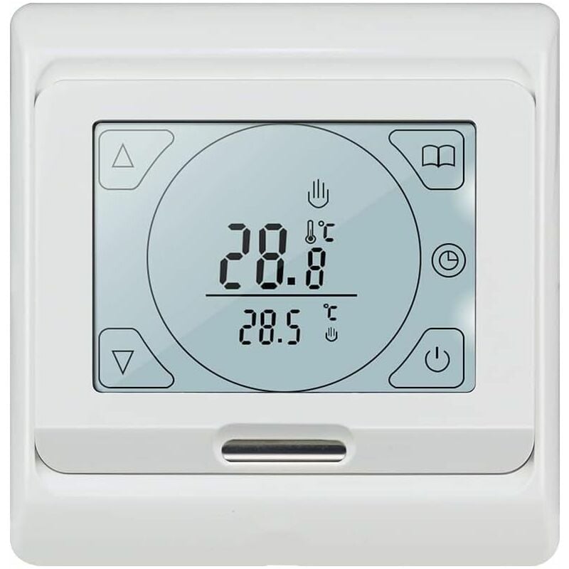 Thermostat Chauffage au Sol Electrique Programmable 16A avec Sonde, Numérique Thermostat d'ambiance Plancher Chauffant Régulateur Écran Tactile lcd