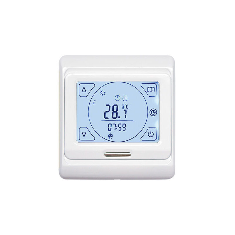 Thermostat Chauffage au Sol Electrique Programmable 16A avec Sonde, Numérique Thermostat d'ambiance Plancher Chauffant Régulateur Écran tactile LCD,1