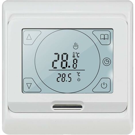 Thermostat Chauffage au Sol Electrique Programmable 16A avec Sonde, Numérique Thermostat d'ambiance Plancher Chauffant Régulateur Écran Tactile LCD,Seuçais