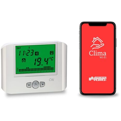 Thermostat Connecté Intelligent WiFi Programmable Hebdomadaire Contrôle via Application Pour Chaudière Alimentation 230V Blanc Vemer VE787100 CW