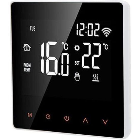 Thermostat Connecté Mural, WiFi pour Chaudière, ME81H AC 230V WIFI Thermostat intelligent, affichage LCD Thermostat Intelligent Thermostat de chauffage par le sol(16A, white back orange press)