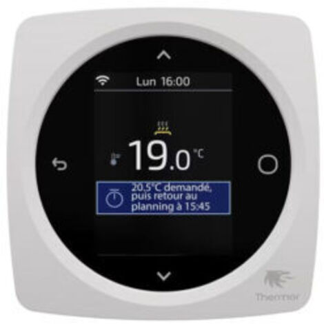 Thermostat mural fixe digital programmable connecté pour plancher rayonnant – Application Thermor Cozytouch – Précision 0,5 °C – 400704